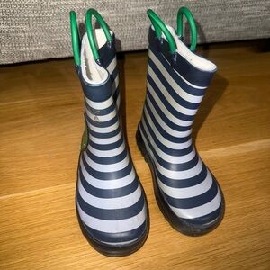 Striped Kids Rain Boots - Navy and Green